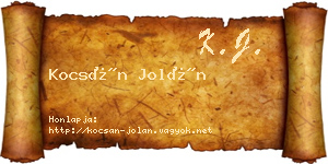 Kocsán Jolán névjegykártya