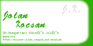 jolan kocsan business card